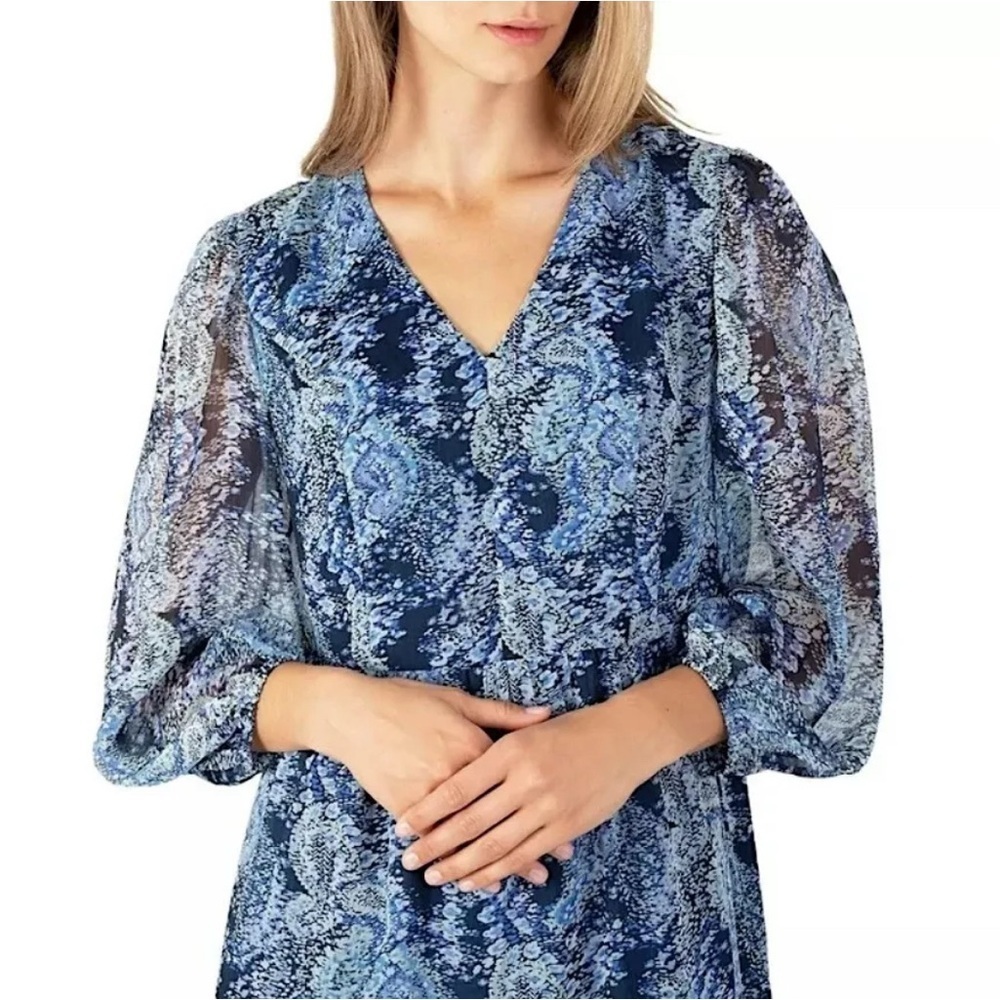 Joie Limited Edition Print Maxi Dress Size Large Blue Parisian Paisley Boho - Picture 2 of 9